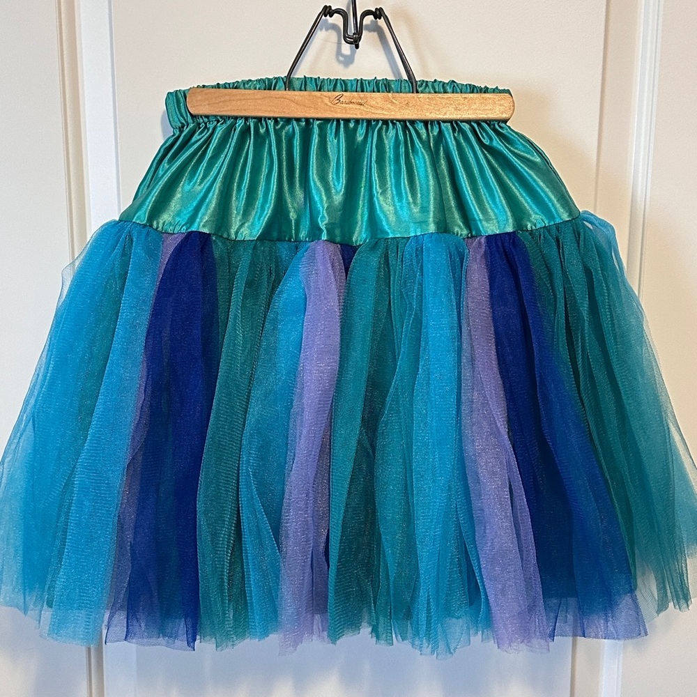 Lined adult-size costume tutu green/blue/purple - medium